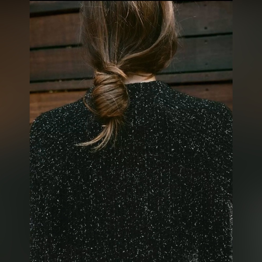 Zara Black + Silver Metallic Threads Knit Sweater | L | NWT | Oversized - Picture 3 of 9